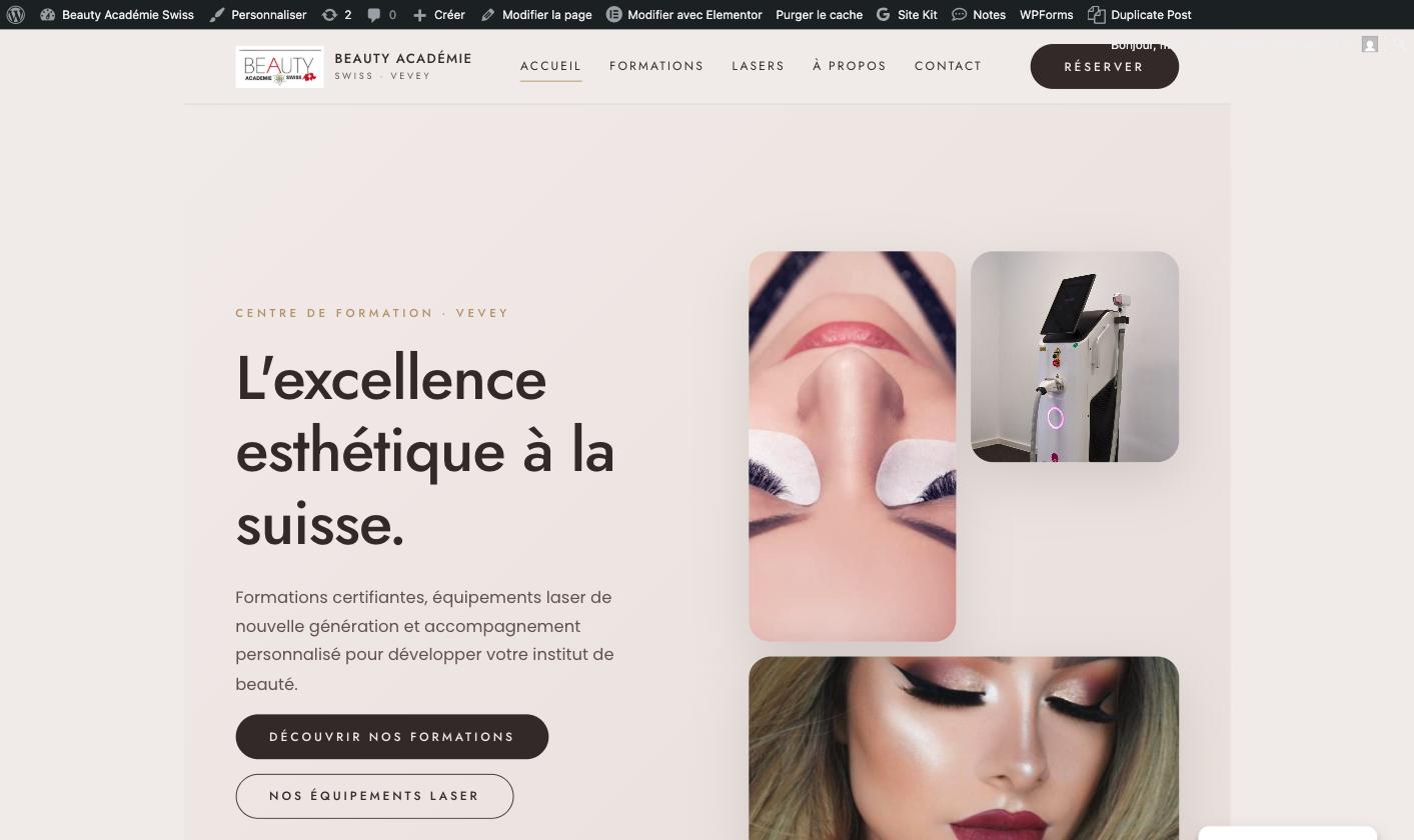 Beauty Académie Swiss - site internet réalisé par MB Media Group
