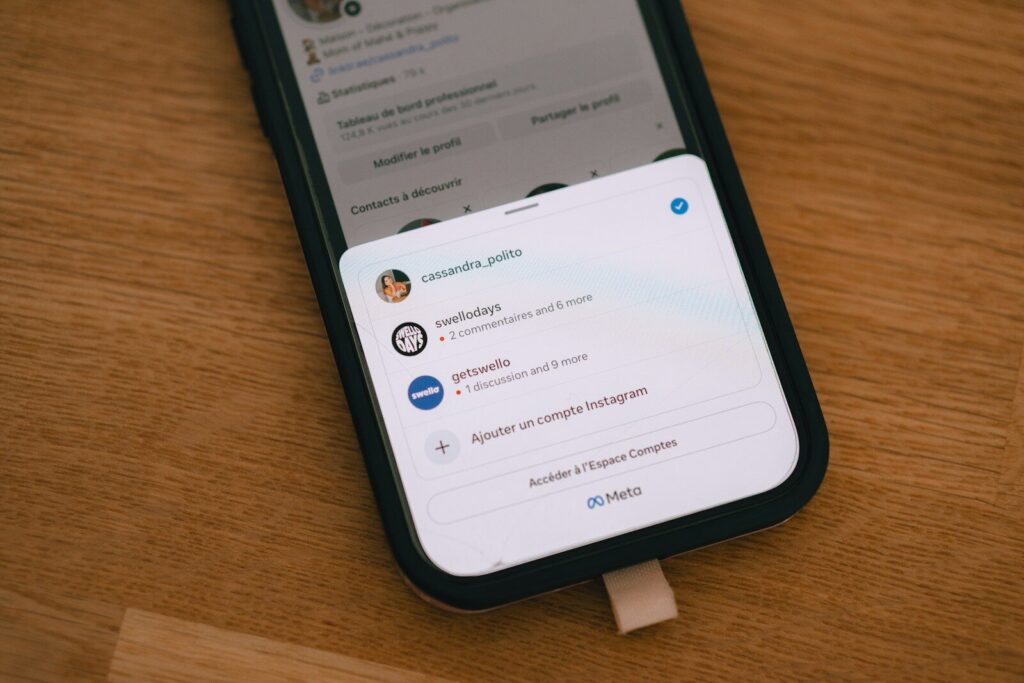 Phone screen showing social media contact list